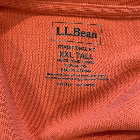 L.L. Bean Orange Long Sleeve Polo Shirt - Picture 2 of 2